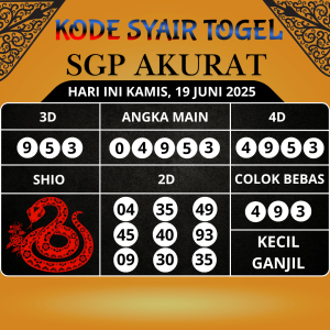 Kode Syair Togel SGP Mistik Hari Ini Kamis, 19 Juni 2025