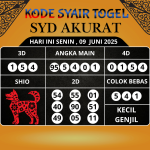 Kode Syair Togel SDY Mistik Hari Ini Senin, 09 Juni 2025