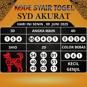 Kode Syair Togel SDY Mistik Hari Ini Senin, 09 Juni 2025