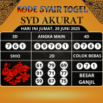 Kode Syair Togel SDY Mistik Hari Ini Jumat, 20 Juni 2025