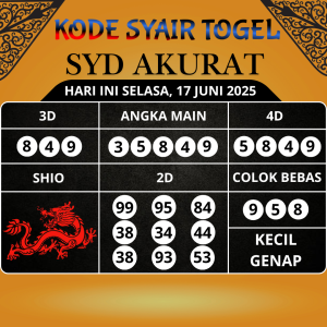 Kode Syair Togel SDY Mistik Hari Ini Selasa, 17 Juni 2025
